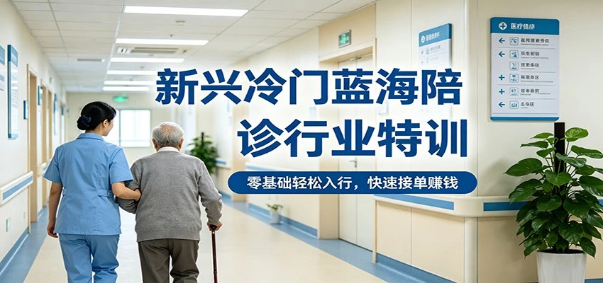 新兴冷门蓝海陪诊行业特训，零基础轻松入行，快速接单赚钱