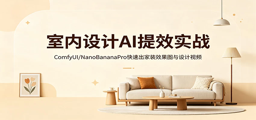 室内设计AI提效实战：ComfyUI/NanoBananaPro快速出家装效果图与设计视频