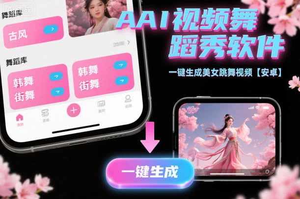 AI视频舞蹈秀软件,一键生成美女跳舞视频【安卓】