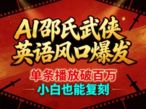 AI邵氏武侠英语风口爆发，单条播放破百万，小白也能复刻
