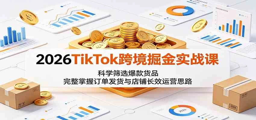2026TikTok跨境掘金实战课：科学筛选爆款货品，完整掌握订单发货与店铺长效运营思路