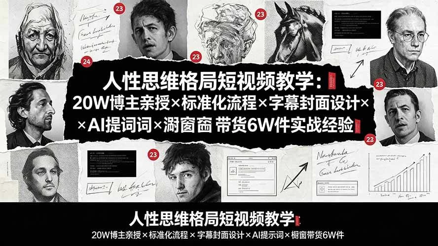 （19538期）人性思维格局短视频教学：20W博主亲授×标准化流程×字幕封面设计×AI提示词×橱窗带货6W件实战经验