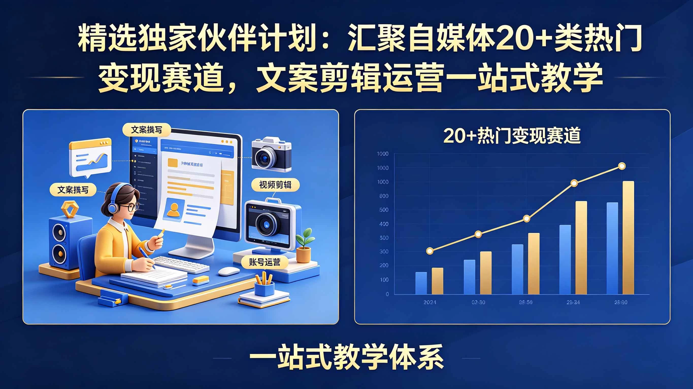 （18478期）精选独家伙伴计划：汇聚自媒体20+类热门变现赛道，文案剪辑运营一站式教学