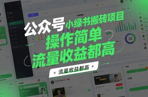公众号小绿书搬砖项目，操作简单，流量收益都高