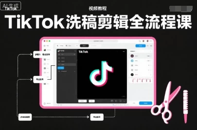 TikTok洗稿剪辑全流程课，PR洗稿剪辑全流程，TK洗稿运营课