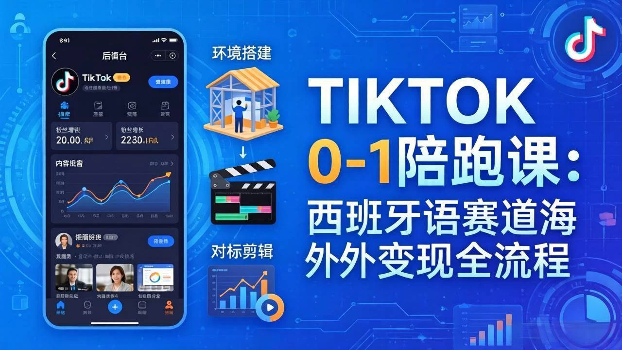 (17908期)TIKTOK 0-1 陪跑课:从环境搭建到刷对标剪辑,西班牙语赛道海外变现全流程 (17908期)TIKTOK 0-1 陪跑课:从环境搭建到刷对标剪辑,西班牙语赛道海外变现全流程