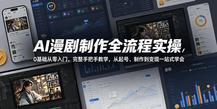 AI漫剧制作全流程实操，0基础从零入门，完整手把手教学，从起号、制作到变现一站式学会（更新）
