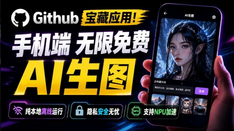 Github宝藏应用！手机端无限免费AI生图，纯本地离线运行，支持NPU加速斩获3.1k stars，local-dream