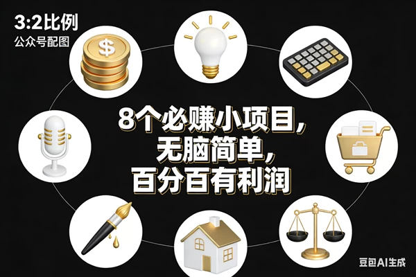 （17101期）8个必赚小项目，无脑简单，百分百有利润，副业首选，日入300+