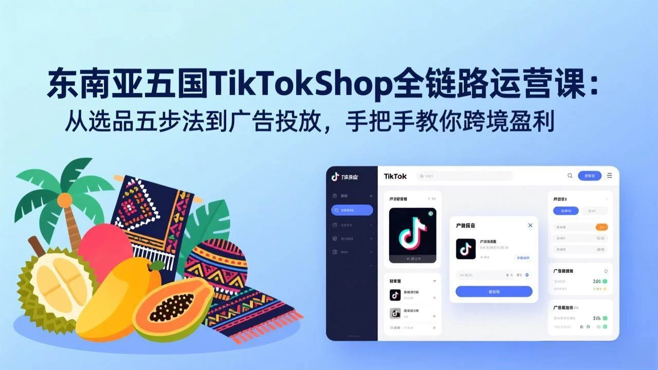 (17511期)东南亚五国TikTok Shop全链路运营课:从选品五步法到广告投放,手把手教你跨境盈利 (17511期)东南亚五国TikTok Shop全链路运营课:从选品五步法到广告投放,手把手教你跨境盈利