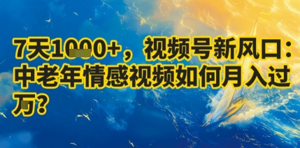 7天收益1k+，视频号新风口：中老年情感视频如何月入过W?