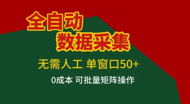 全自动数据采集项目，无需人工，单窗口可达50+收益，操作简单无难度，一个人也能轻松实现矩阵【揭秘】