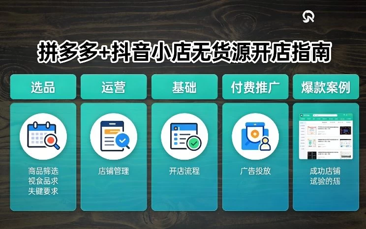 拼多多+抖音小店无货源开店，包括：选品、运营、基础、付费推广、爆款案例等(更新26年3月)