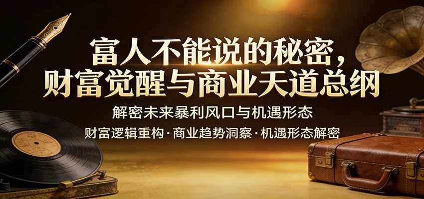 富人不能说的秘密，财富觉醒与商业天道总纲，解密未来暴利风口与机遇形态