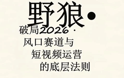 野狼团队·多平台实操运营课，覆盖AI口播、服装、好物、漫剪等热门玩法（更新4月）
