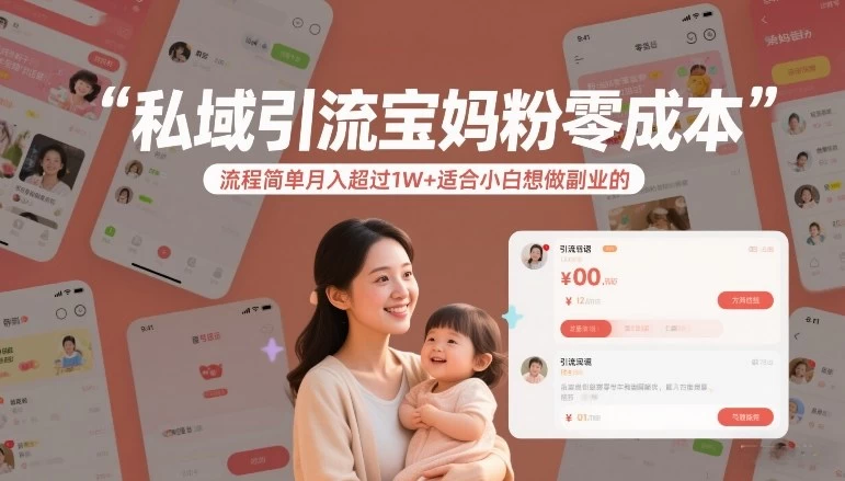 私域引流宝妈粉零成本流程简单月入超过1W+适合小白想做副业的 私域引流宝妈粉零成本流程简单月入超过1W+适合小白想做副业的