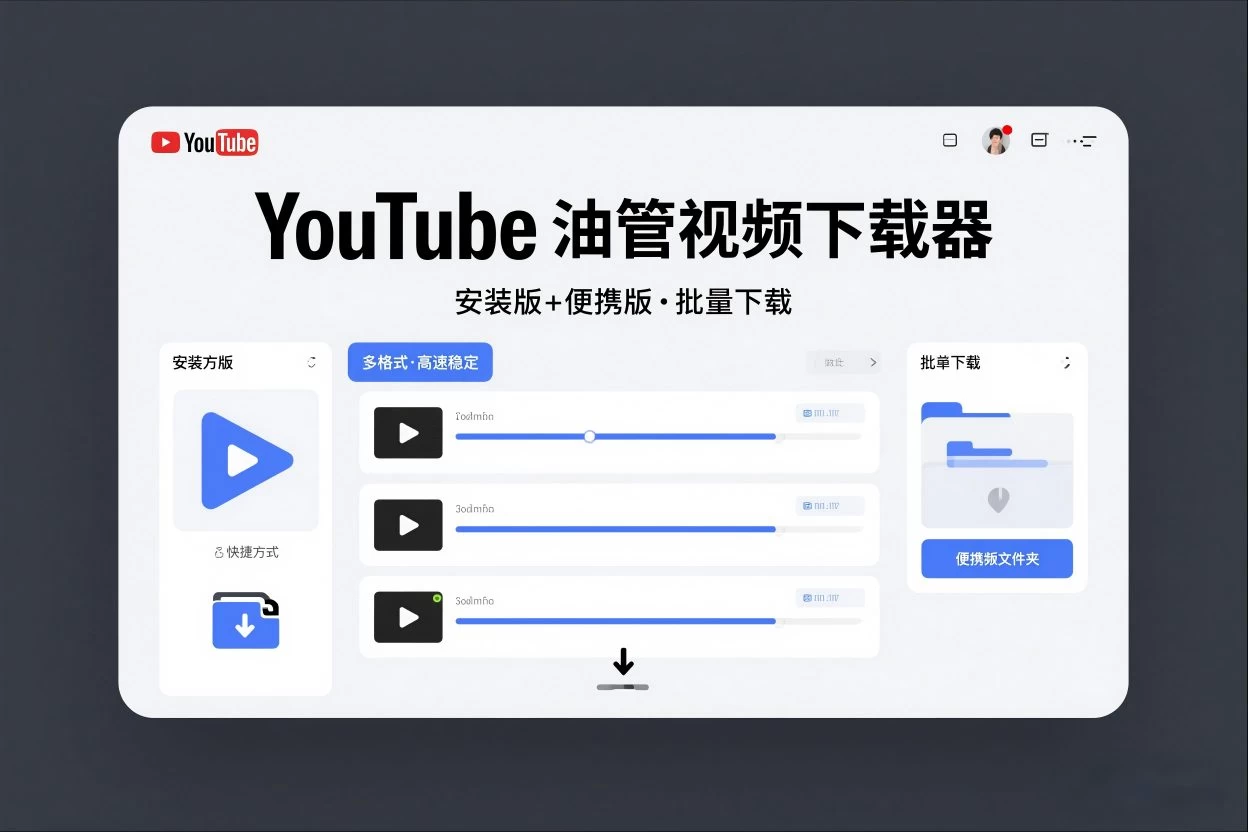 YouTube油管视频下载器安装版+便携版，可以批量下载多个视频