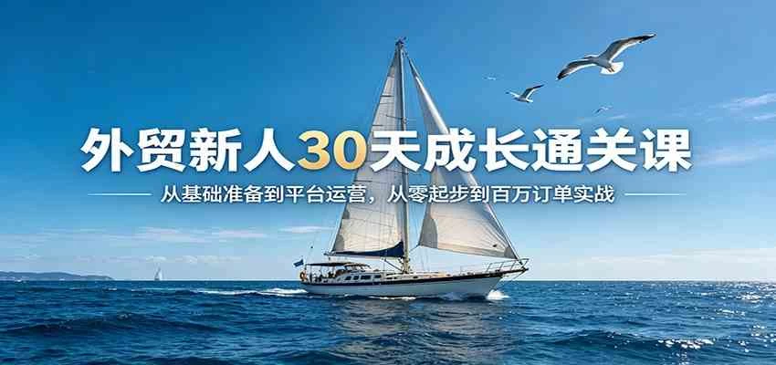 外贸新人30天成长通关课：从基础准备到平台运营，从零起步到百万订单实战