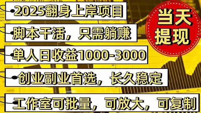 （16501期）2025翻身上岸项目脚本干活，内部客户经理内部开号，单人日收益1000-300…
