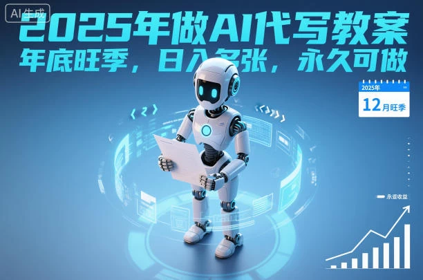 2025年做AI代写教案,年底旺季,日入多张,永久可做