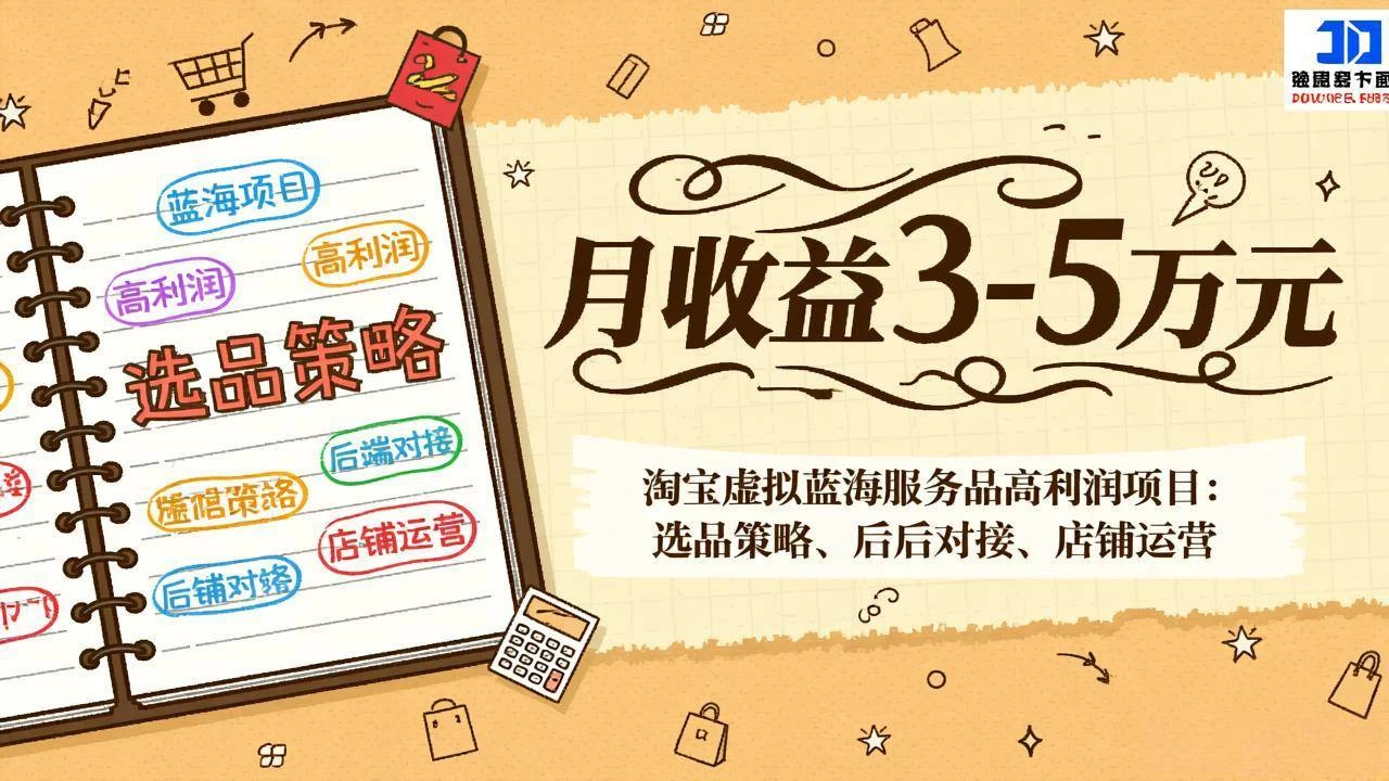 (17283期)淘宝虚拟蓝海服务品高利润项目:选品策略、后端对接、店铺运营,月收益可达3-5万元 (17283期)淘宝虚拟蓝海服务品高利润项目:选品策略、后端对接、店铺运营,月收益可达3-5万元