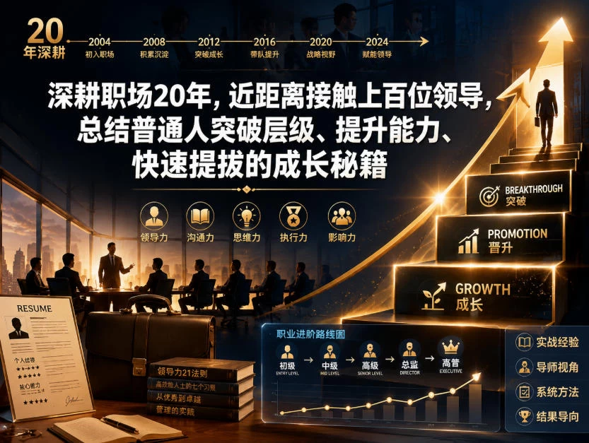 付费文章:深耕职场20年,近距离接触上百位领导,总结普通人突破层级、提升能力、快速提拔的成长秘籍(全网独家干货) 付费文章:深耕职场20年,近距离接触上百位领导,总结普通人突破层级、提升能力、快速提拔的成长秘籍(全网独家干货)