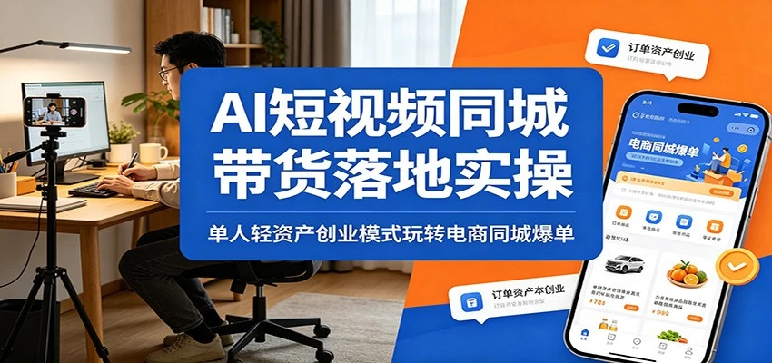 AI短视频同城带货落地实操：单人轻资产创业模式玩转电商同城爆单