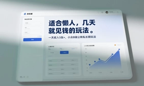 适合懒人,几天就见钱的玩法,一天收入5张+,小众B端公转私长期玩法