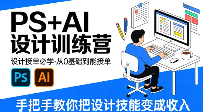 设计接单必学，PS+AI设计训练营，从0基础到能接单，手把手教你把设计技能变成收入