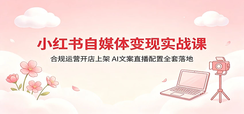小红书自媒体变现实战课：合规运营开店上架，AI文案直播配置全套落地