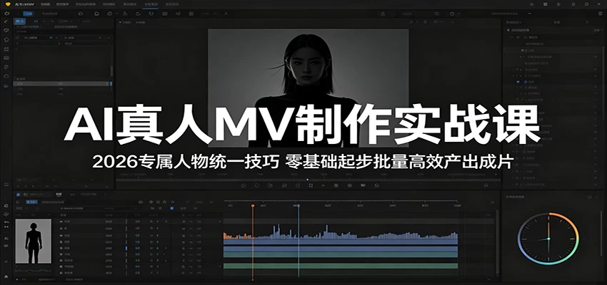 AI真人MV制作实战课:2026专属人物统一技巧,零基础起步批量高效产出成片 AI真人MV制作实战课:2026专属人物统一技巧,零基础起步批量高效产出成片
