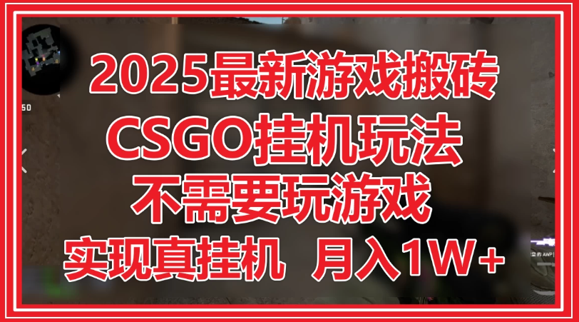2025最新游戏搬砖，CSGO挂机，不需要玩游戏，实现真挂机，月入1W+