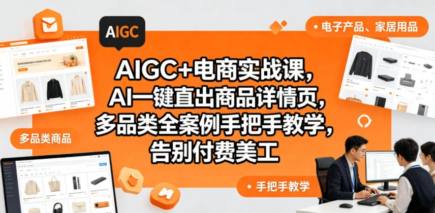 AIGC+电商实战课,AI一键直出商品详情页,多品类全案例手把手教学,告别付费美工 AIGC+电商实战课,AI一键直出商品详情页,多品类全案例手把手教学,告别付费美工