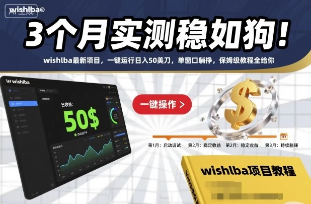 3个月实测稳如狗！wishlba最新项目，一键运行日入50美刀，单窗口躺挣，保姆级教程全给你【揭秘】