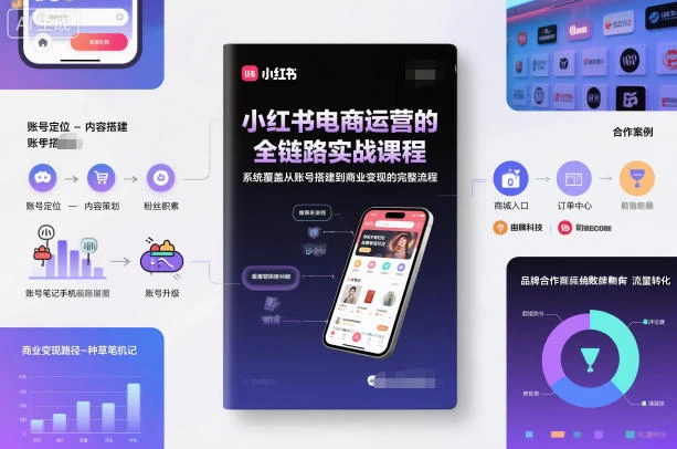 小红书电商运营的全链路实战课程,系统覆盖从账号搭建到商业变现的完整流程