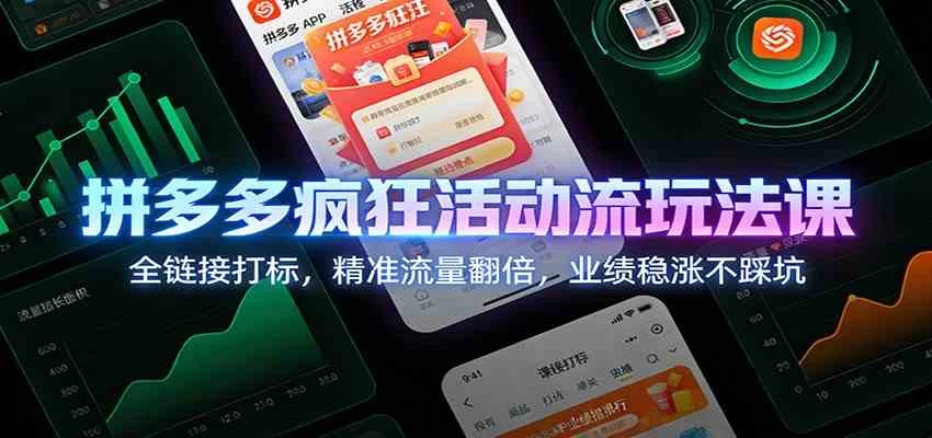 拼多多疯狂活动流玩法课:全链接打标,精准流量翻倍,业绩稳涨不踩坑 拼多多疯狂活动流玩法课:全链接打标,精准流量翻倍,业绩稳涨不踩坑