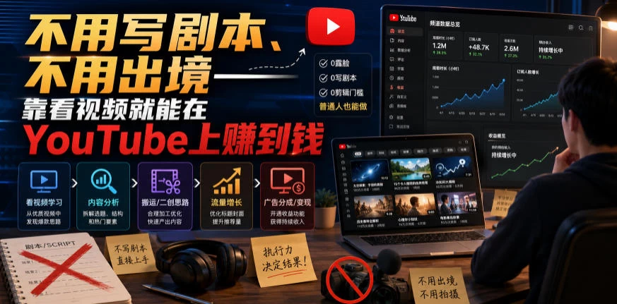 不用写剧本、不用出境——靠看视频就能在YouTube上賺到钱【原创双语字幕】