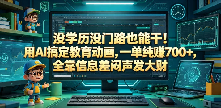 没学历没门路也能干!用AI搞定教育动画,一单纯賺700+,全靠信息差闷声发大财【揭秘】 没学历没门路也能干!用AI搞定教育动画,一单纯賺700+,全靠信息差闷声发大财【揭秘】