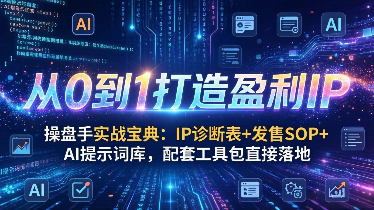 （17593期）操盘手实战宝典：IP诊断表+发售SOP+AI提示词库，配套工具包直接落地，从0到1打造盈利IP