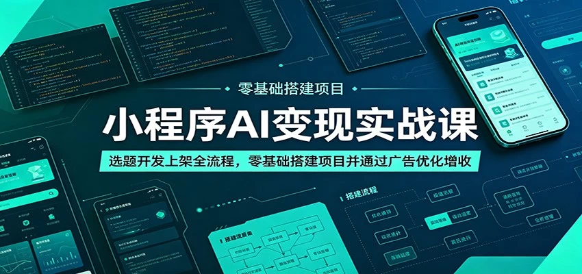 小程序AI变现实战课:选题开发上架全流程,零基础搭建项目并通过广告优化增收 小程序AI变现实战课:选题开发上架全流程,零基础搭建项目并通过广告优化增收