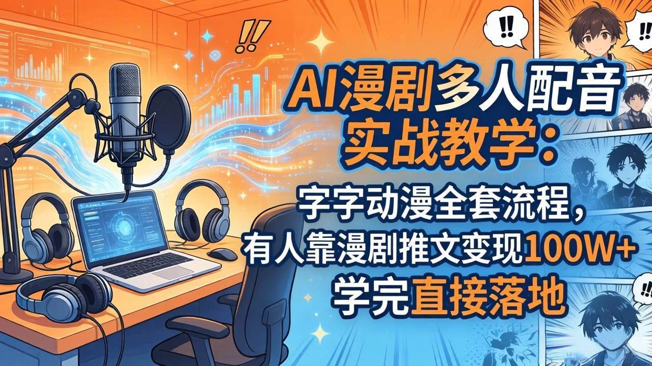 （18060期） AI漫剧多人配音实战教学：字字动漫全套流程，有人靠漫剧推文变现100W+，学完直接落地