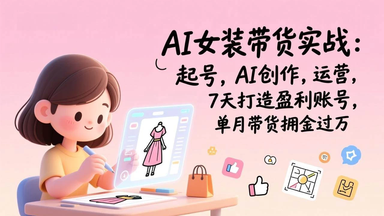 （17088期）AI女装带货实战：起号，AI创作，运营，7天打造盈利账号，单月带货佣金过万
