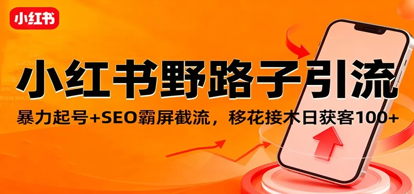 小红书野路子引流，暴力起号+SEO霸屏截流，移花接木日获客100+