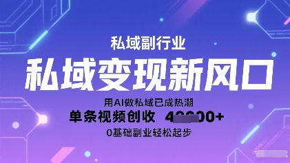 私域变现新风口:用AI做私域已成热潮,单条视频创收1k+,0基础副业轻松起步