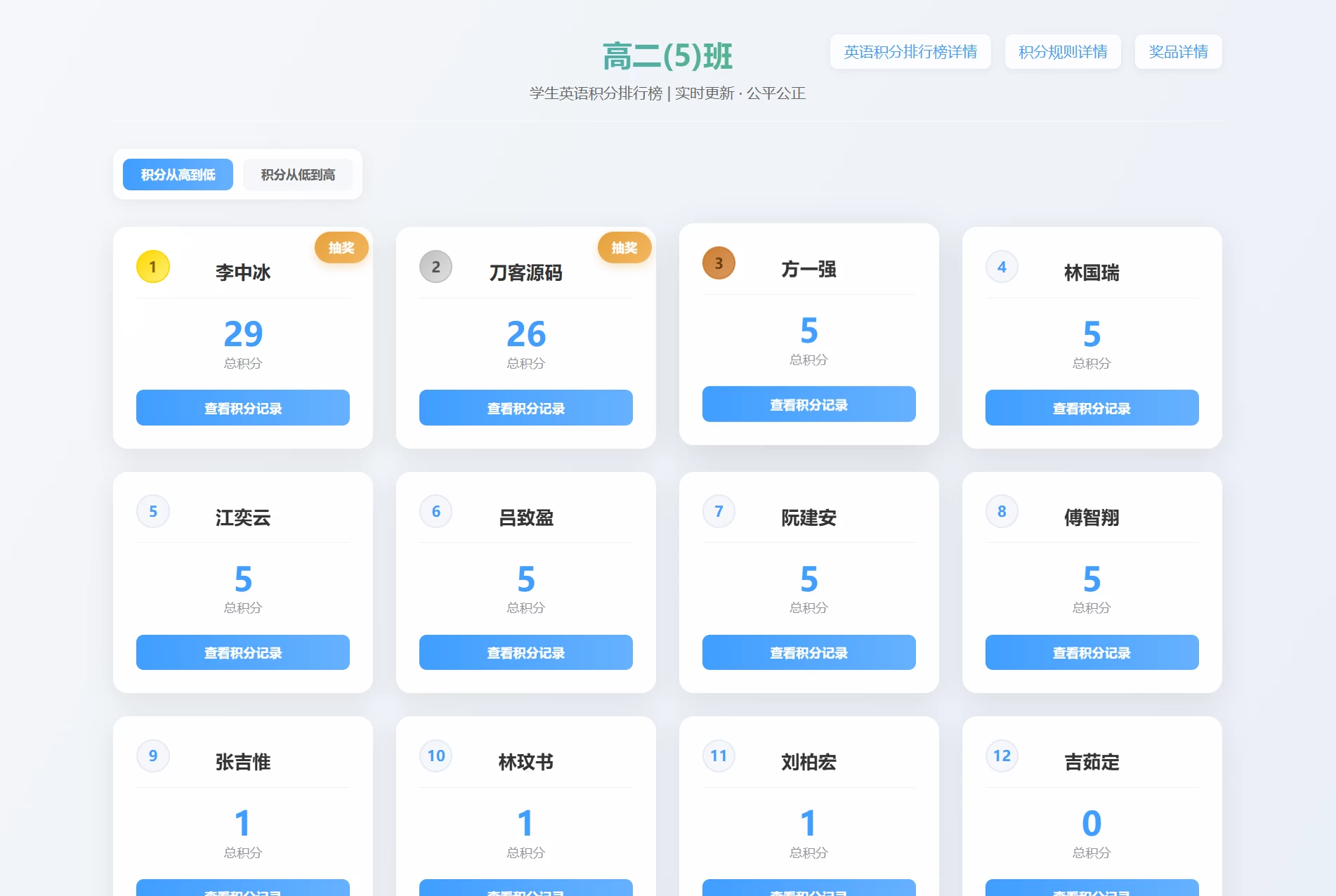 班级学生平时表现记录 积分抽奖系统源码 全开源 班级学生平时表现记录 积分抽奖系统源码 全开源