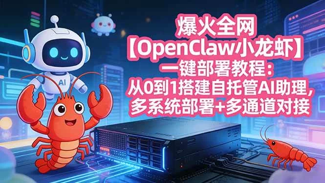 （17612期）爆火全网【OpenClaw 小龙虾】一键部署教程：从0到1搭建自托管AI助理，多系统部署+多通道对接