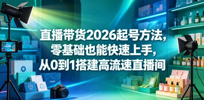 直播带货2026起号方法，零基础也能快速上手，从0到1搭建高流速直播间