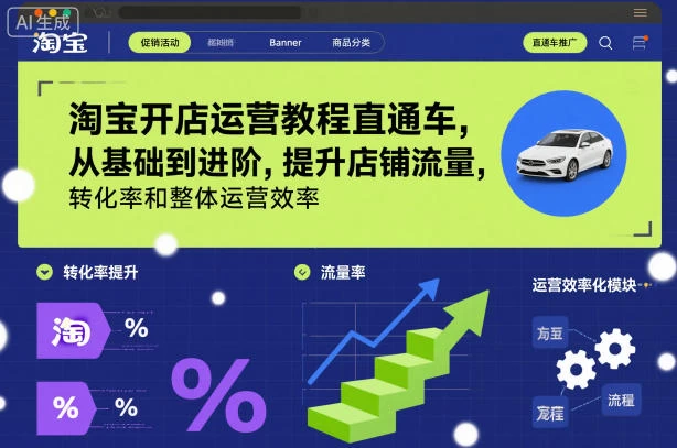 淘宝开店运营教程直通车,从基础到进阶,提升店铺流量,转化率和整体运营效率(更新26年05月27日) 淘宝开店运营教程直通车,从基础到进阶,提升店铺流量,转化率和整体运营效率(更新26年05月27日)
