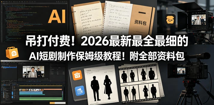 吊打付费！2026最新最全最细的AI短剧制作保姆级教程！附全部资料包