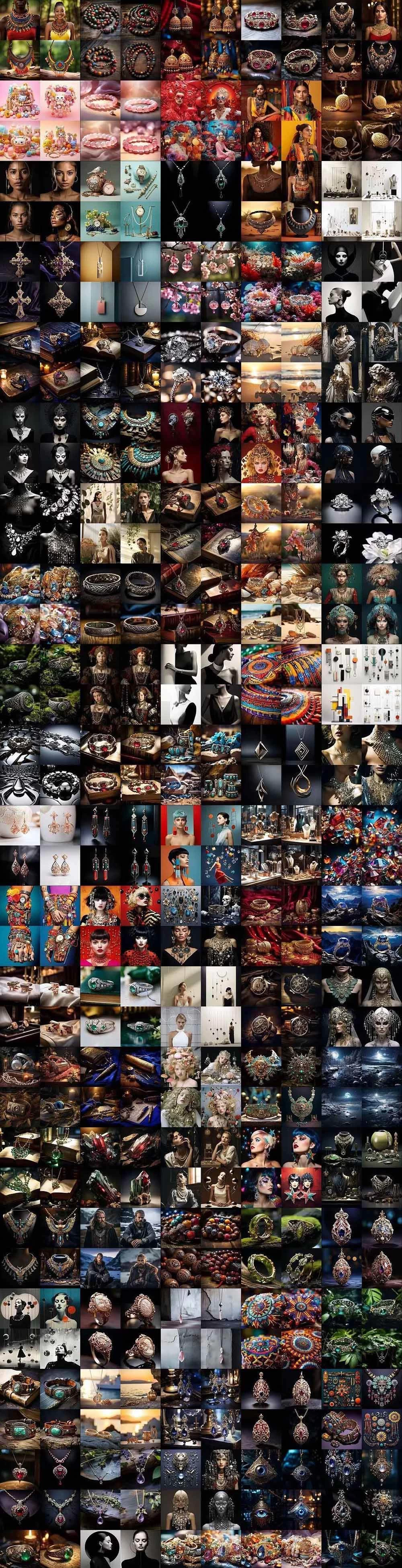 （17272期）460+专业Midjourney珠宝摄影AI提示词+成效果图，戒指/项链/耳环/手链/宝石/及奢侈配饰等全品类